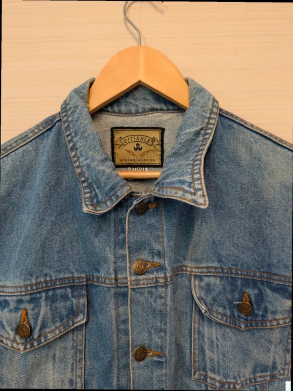 Vintage Denim Jacket Classic Blue Trucker Workwear Faded Wash Retro Size XL - Picture 4 of 5